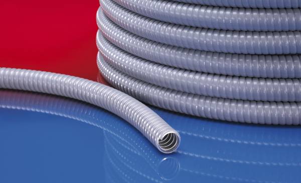 What are the characteristics and uses of PVC-coated metal hoses?